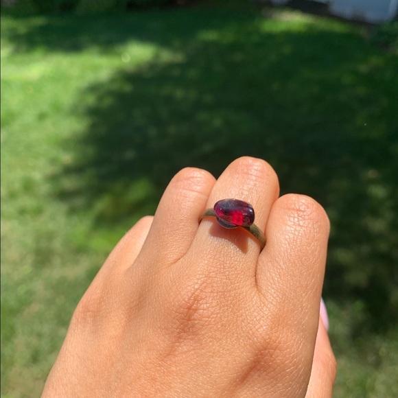 ❗️SOLD❗️ Red Crystal Tumbled Stone Rings - Picture 2 of 5